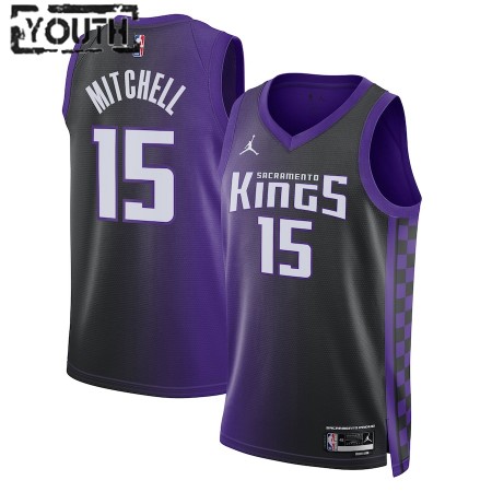 NBA Børn Trøje Sacramento Kings Davion Mitchell 2023-24 Jordan Statement Edition Lilla Swingman
